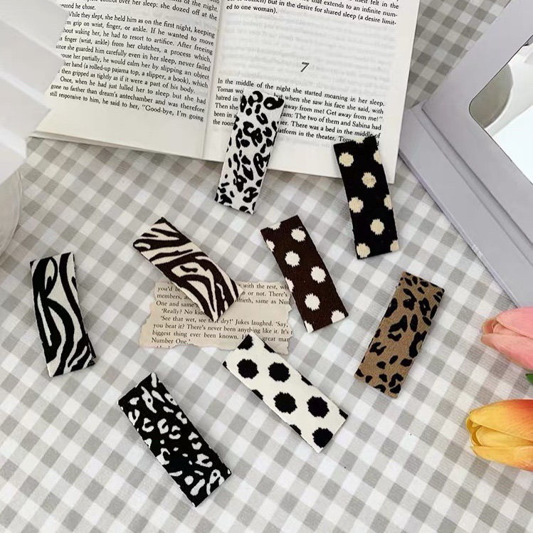 韩国新款网红豹纹发夹布艺BB夹简约百搭刘海夹秋冬发卡边夹发饰女