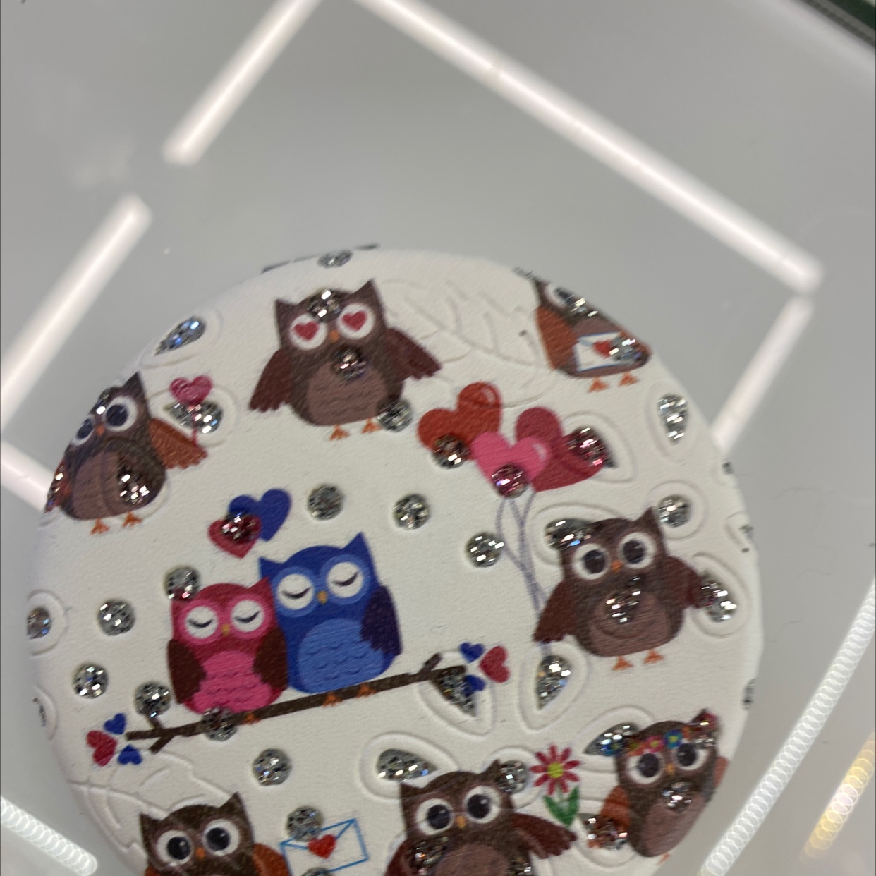 迪梦斯工艺礼品镜子装饰工艺家居装饰时尚设计理念面包镜子闪粉猫头鹰系列化妆镜A-132详情图5