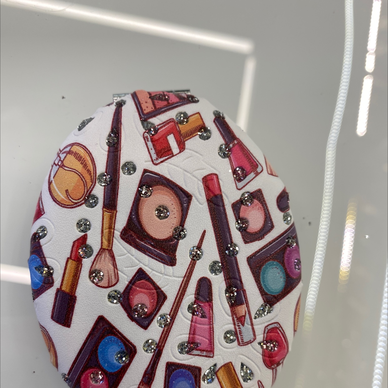 迪梦斯工艺礼品镜子装饰工艺家居装饰时尚设计理念面包镜子闪粉椭圆形口红系列化妆镜90详情图6