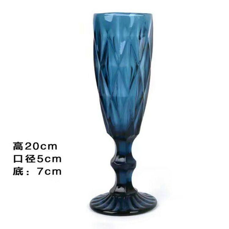 Factory direct sales of retro colored embossed champagne cups, creative juice cups, glass highball cups, and household colored glass cups detail image 4