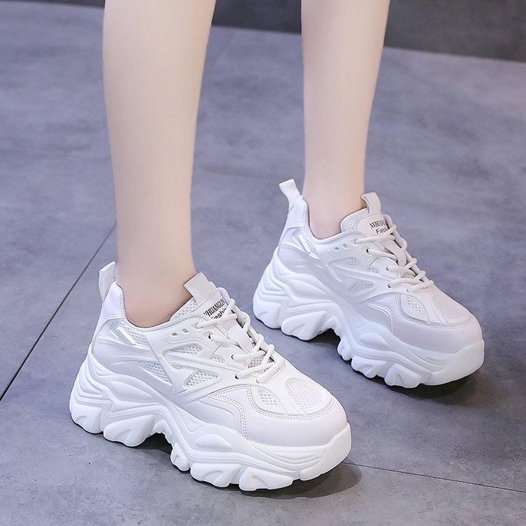 欧货老爹鞋女ins潮2021秋季新款网红厚底小白鞋真皮松糕增高单鞋产品图