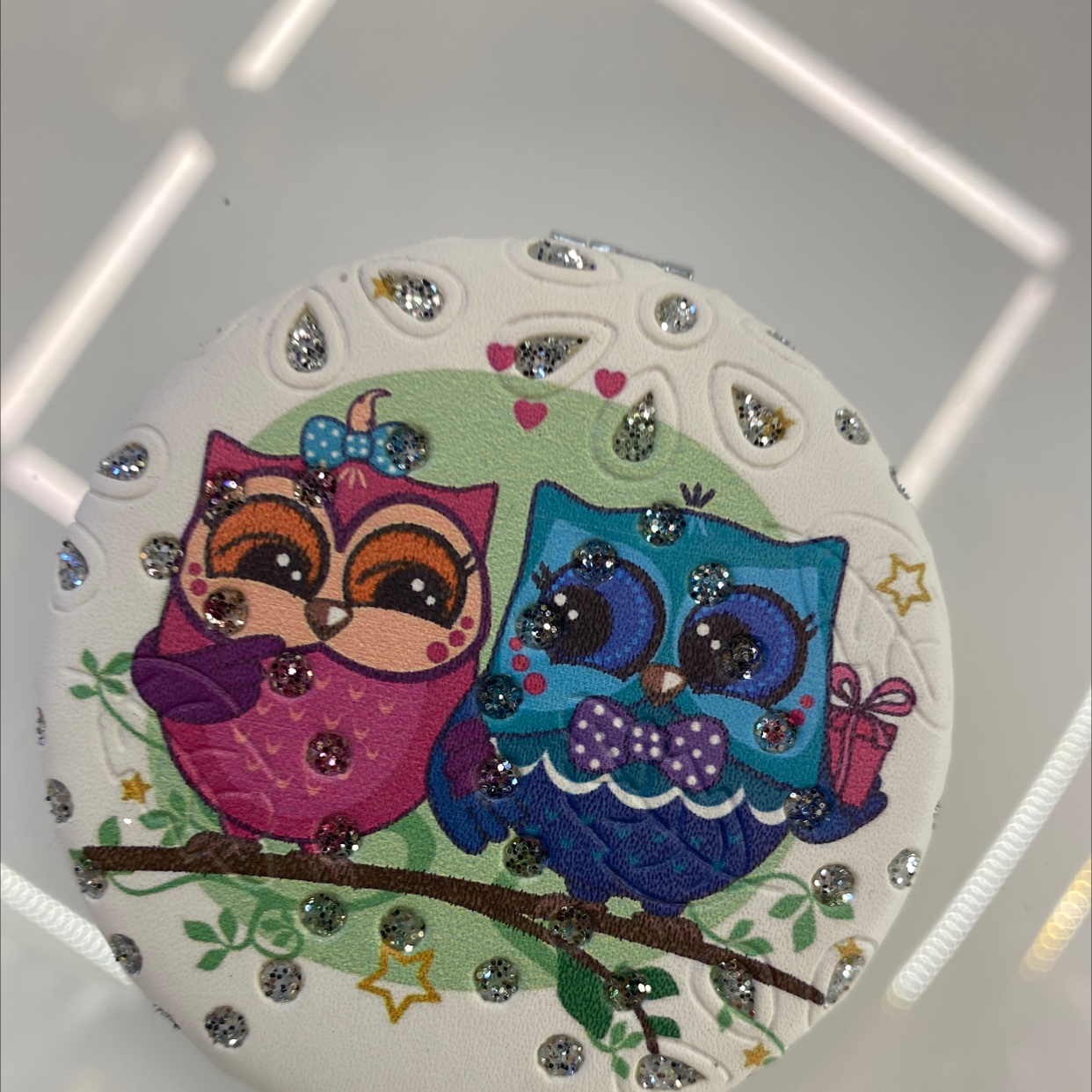 迪梦斯工艺礼品镜子装饰工艺家居装饰时尚设计理念面包镜子闪粉猫头鹰系列化妆镜A-132详情图7