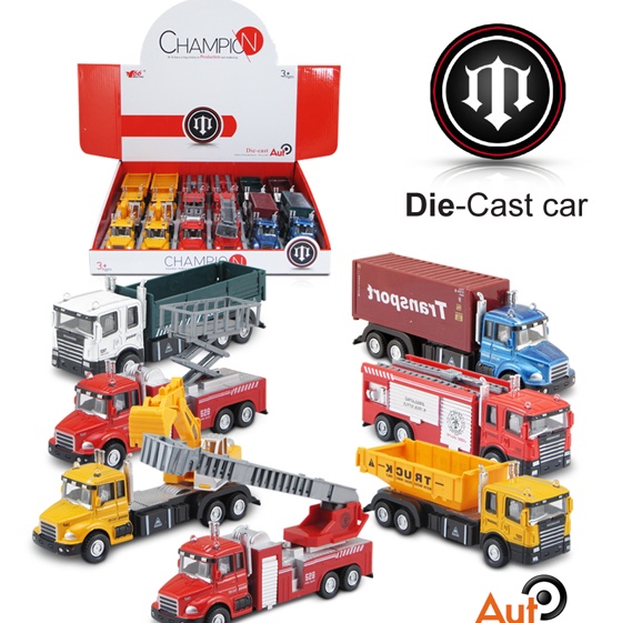 Cross-border new children's toy car, alloy drag head, fire-fighting engineering rebound car