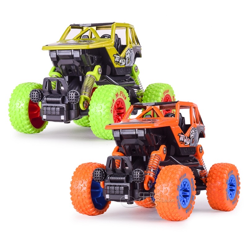 Alloy four-wheel drive off-road motorcycle with spring shock absorption, graffiti version children's toy car, silent light rebound toy detail image 4