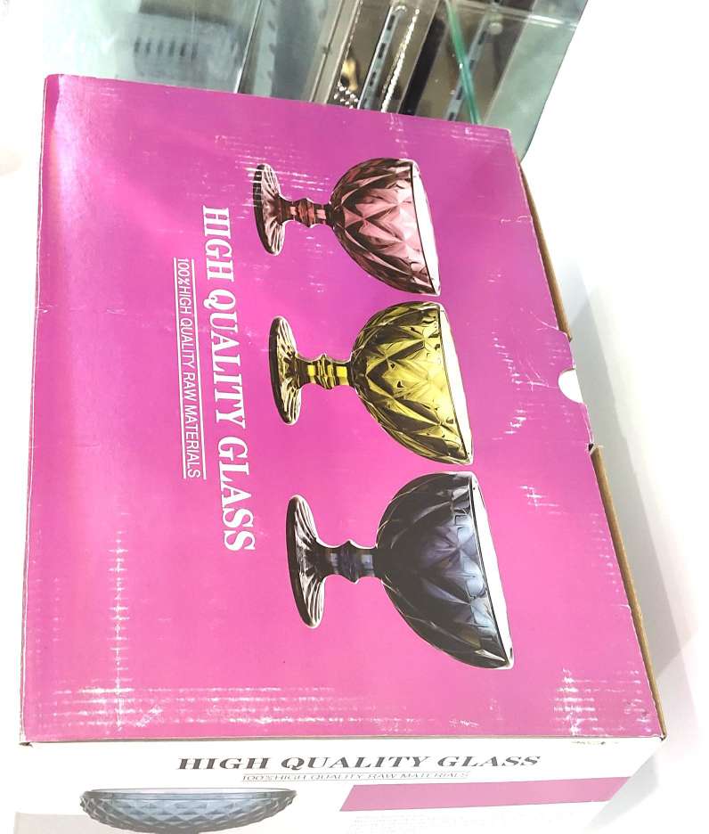 Factory direct sales of large rhombus-shaped creative European retro relief ice cream cups, ice cream bowls, dessert cups and glass highball cups pic 14