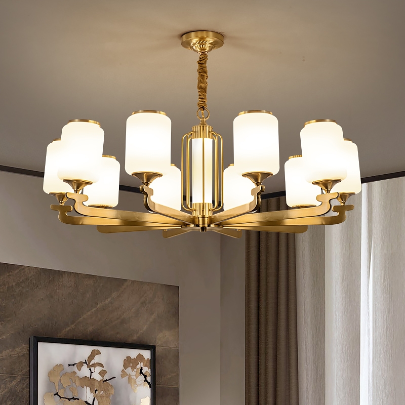 875新中式客厅吊灯中国风复古餐厅灯具大气轻奢现代简约全铜吊灯