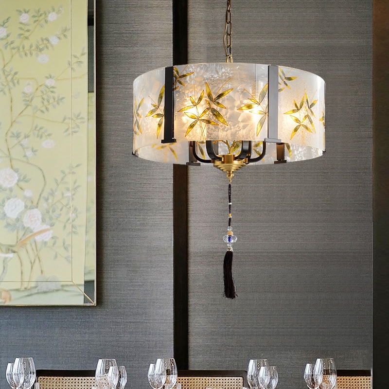 2021 New style jade chandelier, new Chinese-style grand villa living room and dining room lamp, Chinese-style duplex hall marble copper lamp