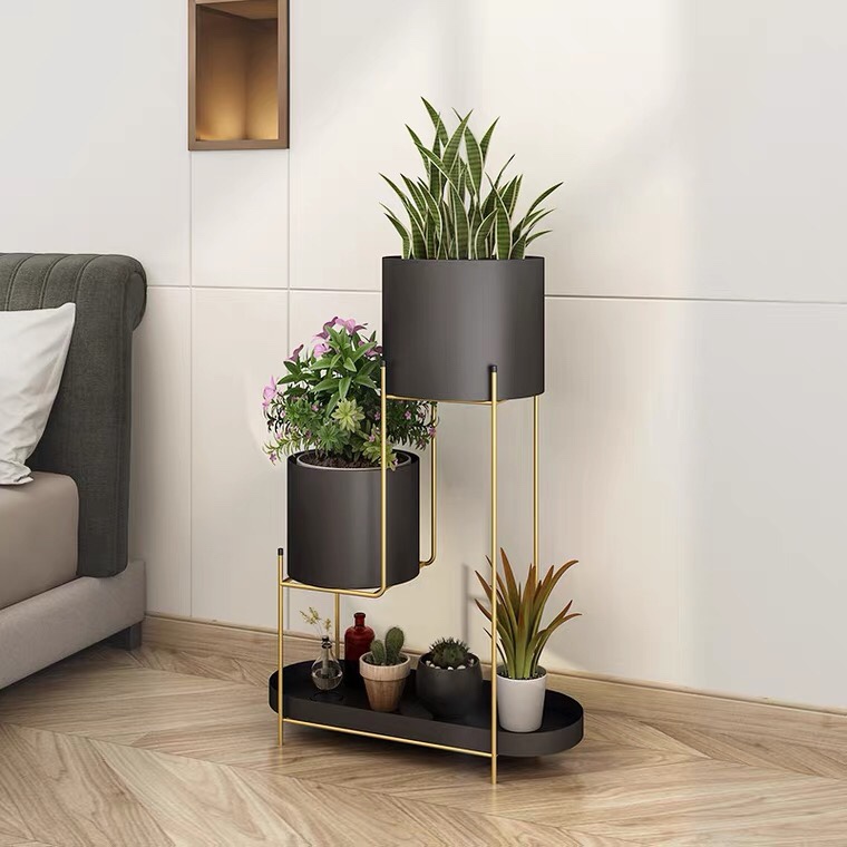 High-end indoor light luxury flower stand, floor-standing multi-layer storage rack for the living room, simple and modern flowerpot rack for the Nordic balcony
