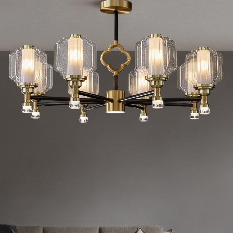 665 New Chinese-style living room chandelier, Chinese-style retro dining room lighting, grand, light luxury, modern and simple all-copper chandelier