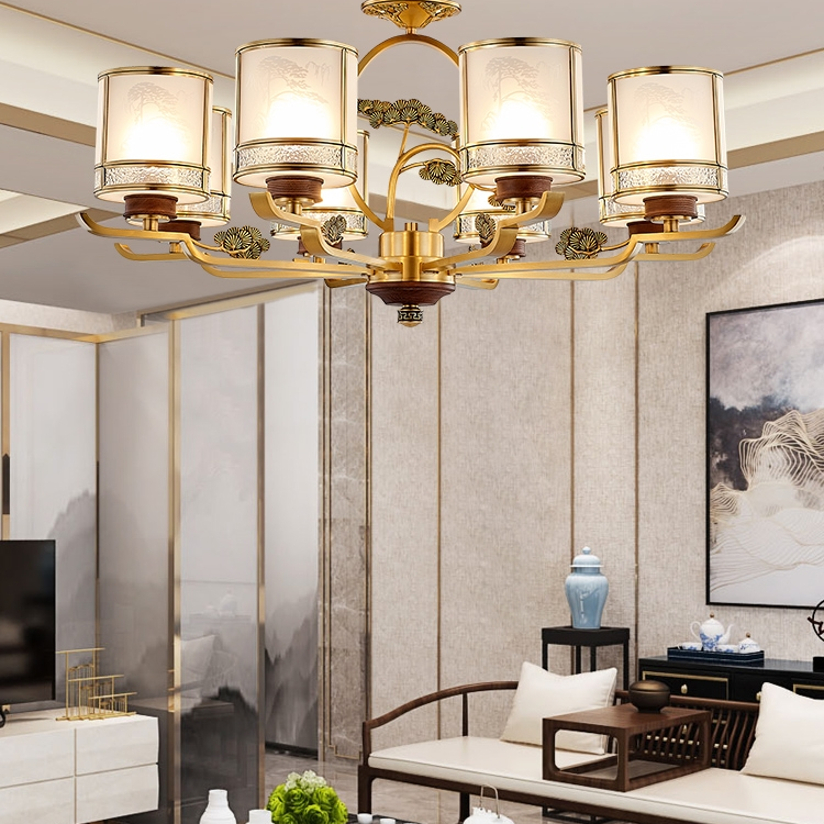 778 Chandelier, a Chinese-style retro restaurant lighting fixture, is grand, light luxury, modern and simple, all made of copper