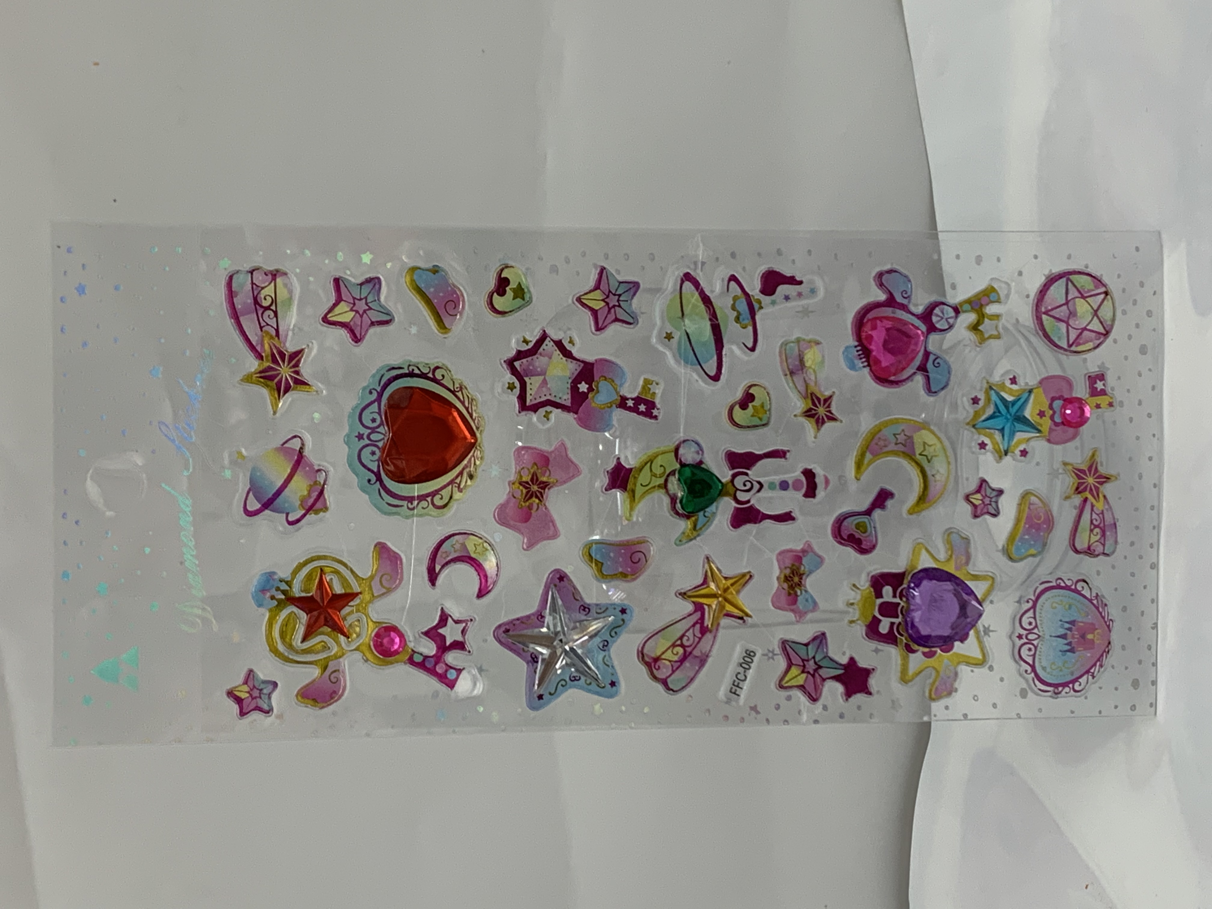 厂家直销亚克力贴纸爱心贴纸儿童卡通贴纸白底实物图