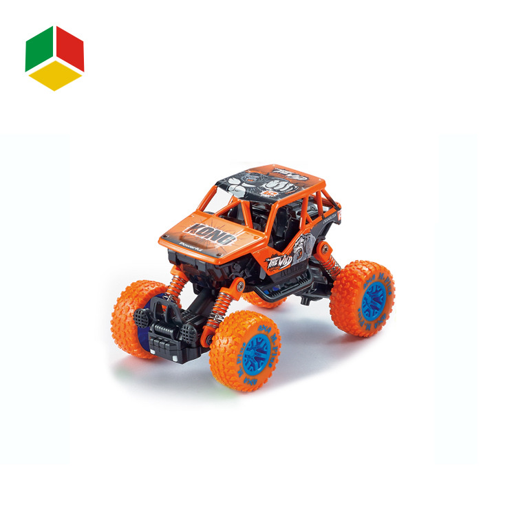 Alloy four-wheel drive off-road motorcycle with spring shock absorption, graffiti version children's toy car, silent light rebound toy Specification image