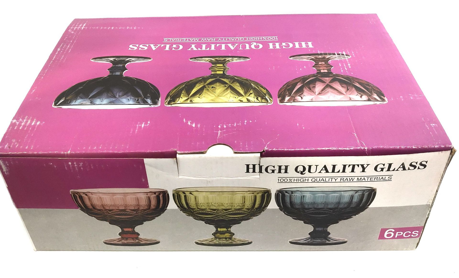 Factory direct sales of large rhombus-shaped creative European retro relief ice cream cups, ice cream bowls, dessert cups and glass highball cups pic 13