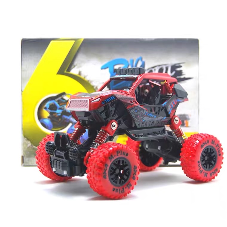 Cross-border simulation spring shock absorption climbing large wheel alloy motorcycle off-road vehicle children's rebound toy graffiti car Specification image