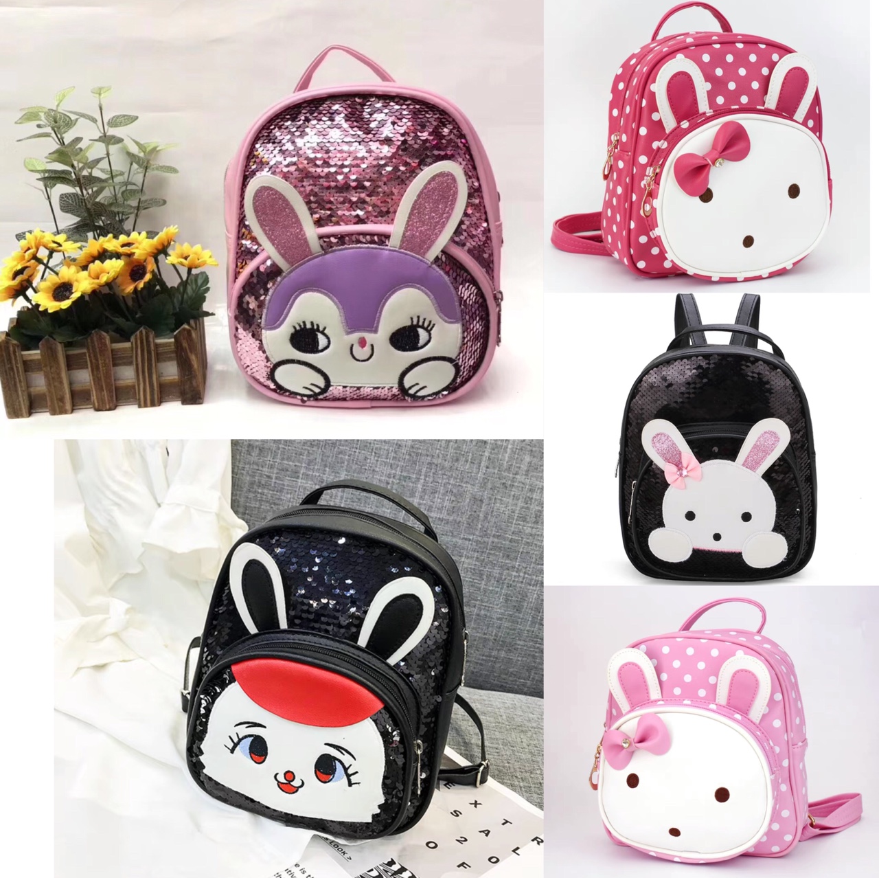 韩版儿童包包卡通兔子可爱宝宝婴幼儿小书包时尚亮片女童双肩包小背包