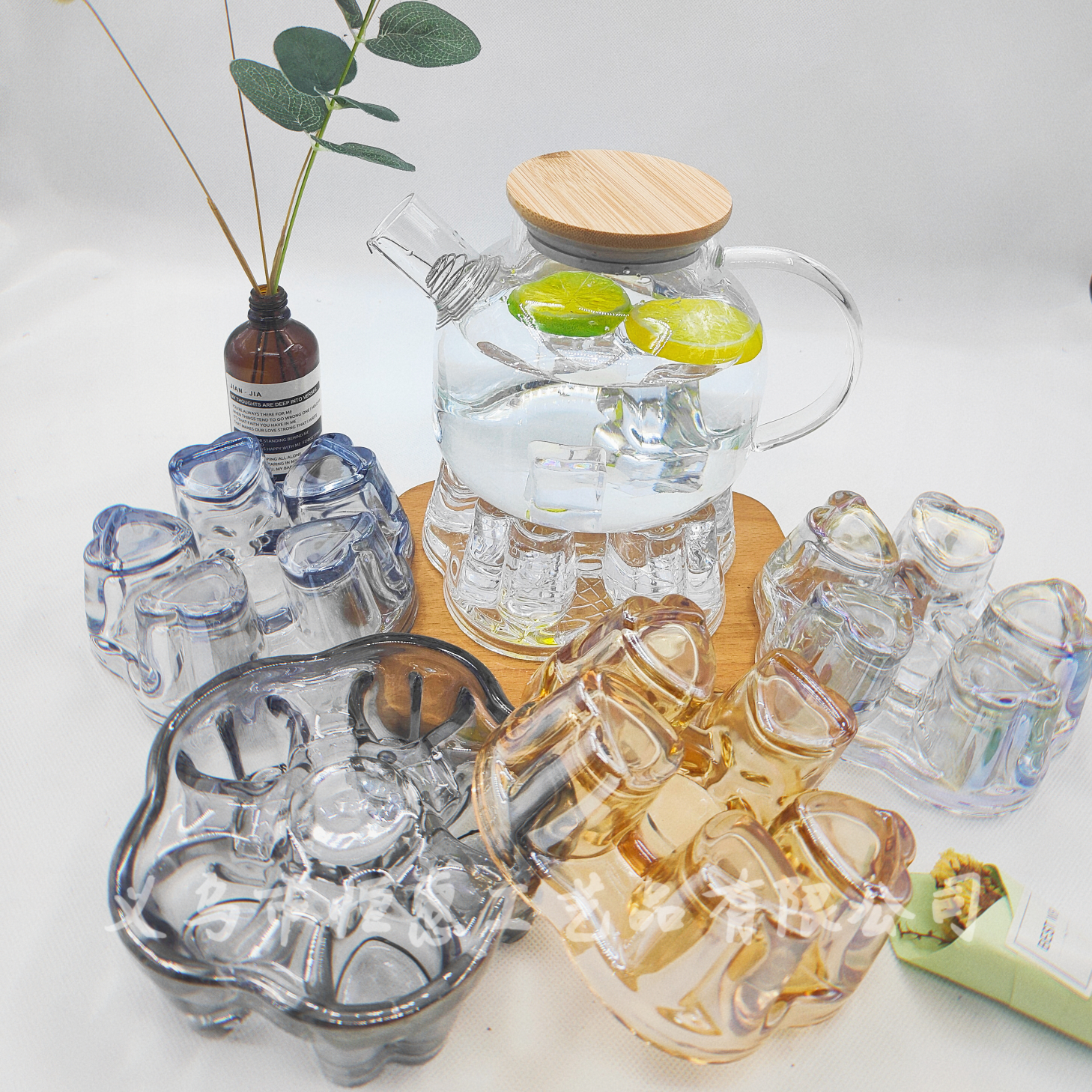 Heart-Shaped Glass Candle Holder Wholesale Creative Tea Set Heating Base Manufacturers Candle Cup Candle Holder Tea Set Base
