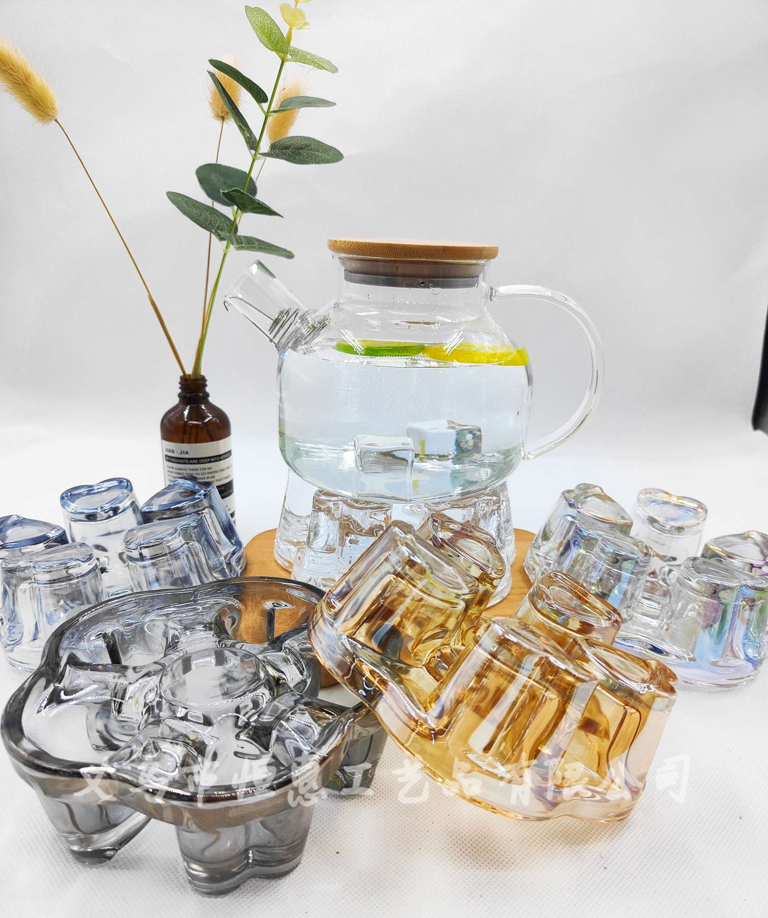 Heart-Shaped Glass Candle Holder Wholesale Creative Tea Set Heating Base Manufacturers Candle Cup Candle Holder Tea Set Base details Picture