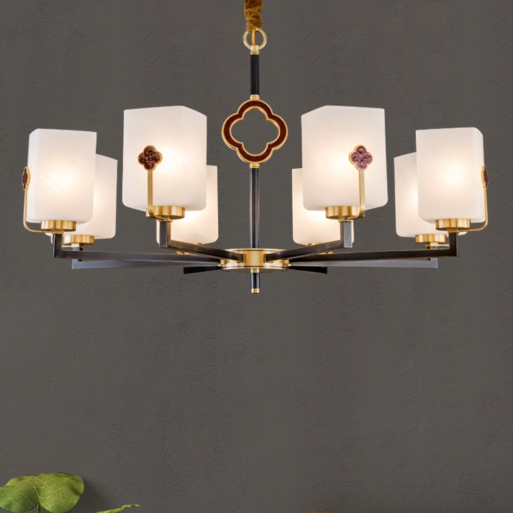4490 retro all-copper Zen-inspired new Chinese-style chandelier for living room, dining room, study, tea room and villa