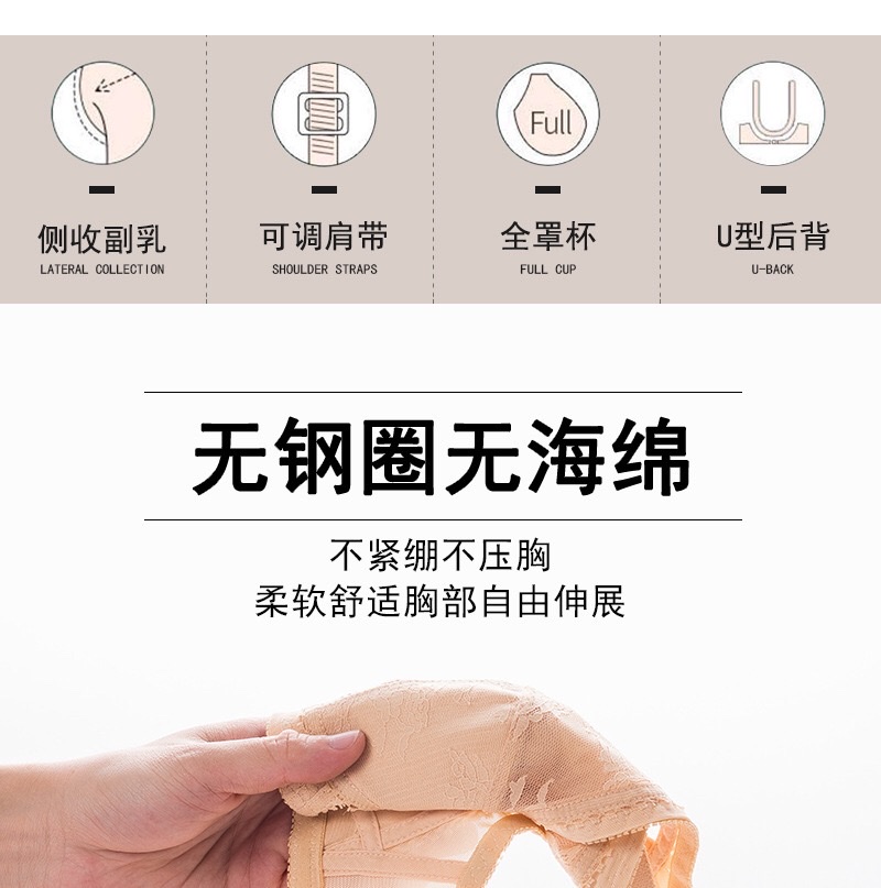 薄款蕾丝透明内衣女无钢圈无海绵文胸厂家批发大码大罩杯跨境胸罩 详情图10