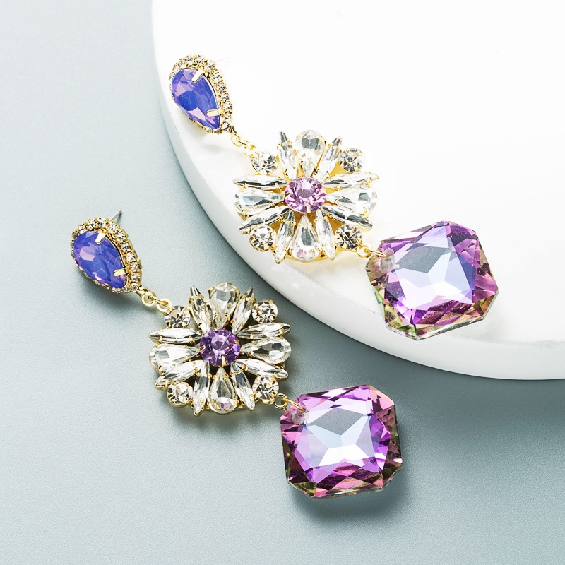 Star shell long earrings, retro, exquisite, high-end and elegant, square with zirconium earrings