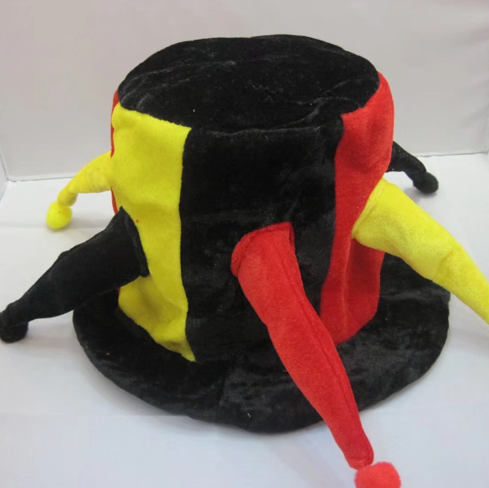 Halloween costume party costumes, stage performance props, red and black tall hats, clown hats, clown costumes factory direct sales