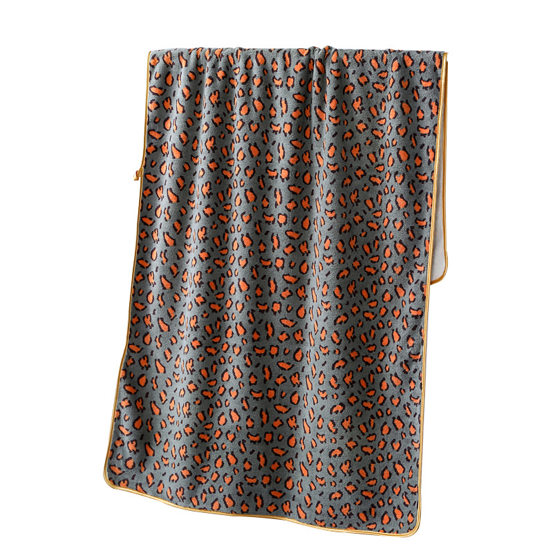 Coral fleece leopard print bath towel, dry hair towel, quick-drying home life store, high-quality bath towel 70*140cm detail image 9