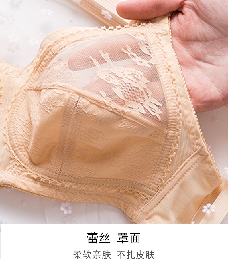 薄款蕾丝透明内衣女无钢圈无海绵文胸厂家批发大码大罩杯跨境胸罩 详情图3