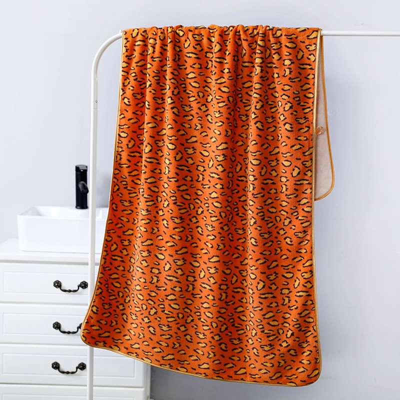 Coral fleece leopard print bath towel, dry hair towel, quick-drying home life store, high-quality bath towel 70*140cm detail image 8