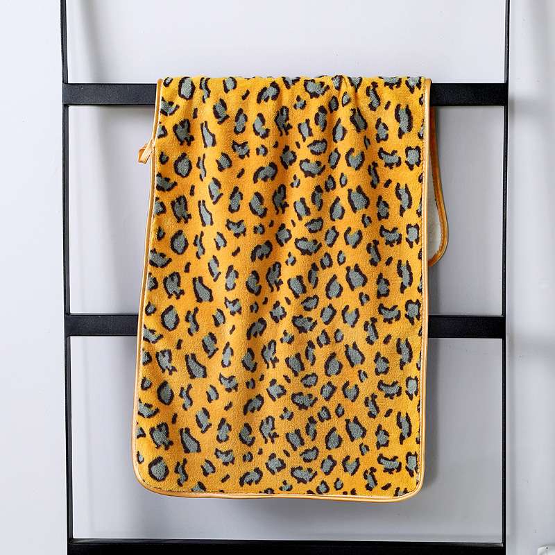 Coral fleece leopard print bath towel, dry hair towel, quick-drying home life store, high-quality bath towel 70*140cm detail image 14