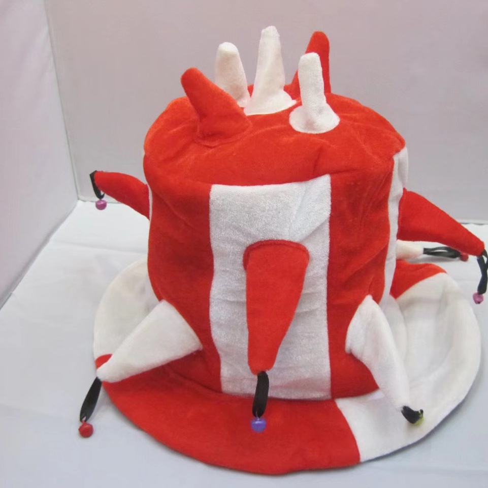 万圣节化装舞会服饰舞台表演道具红白条高帽小丑帽小丑装扮厂家直