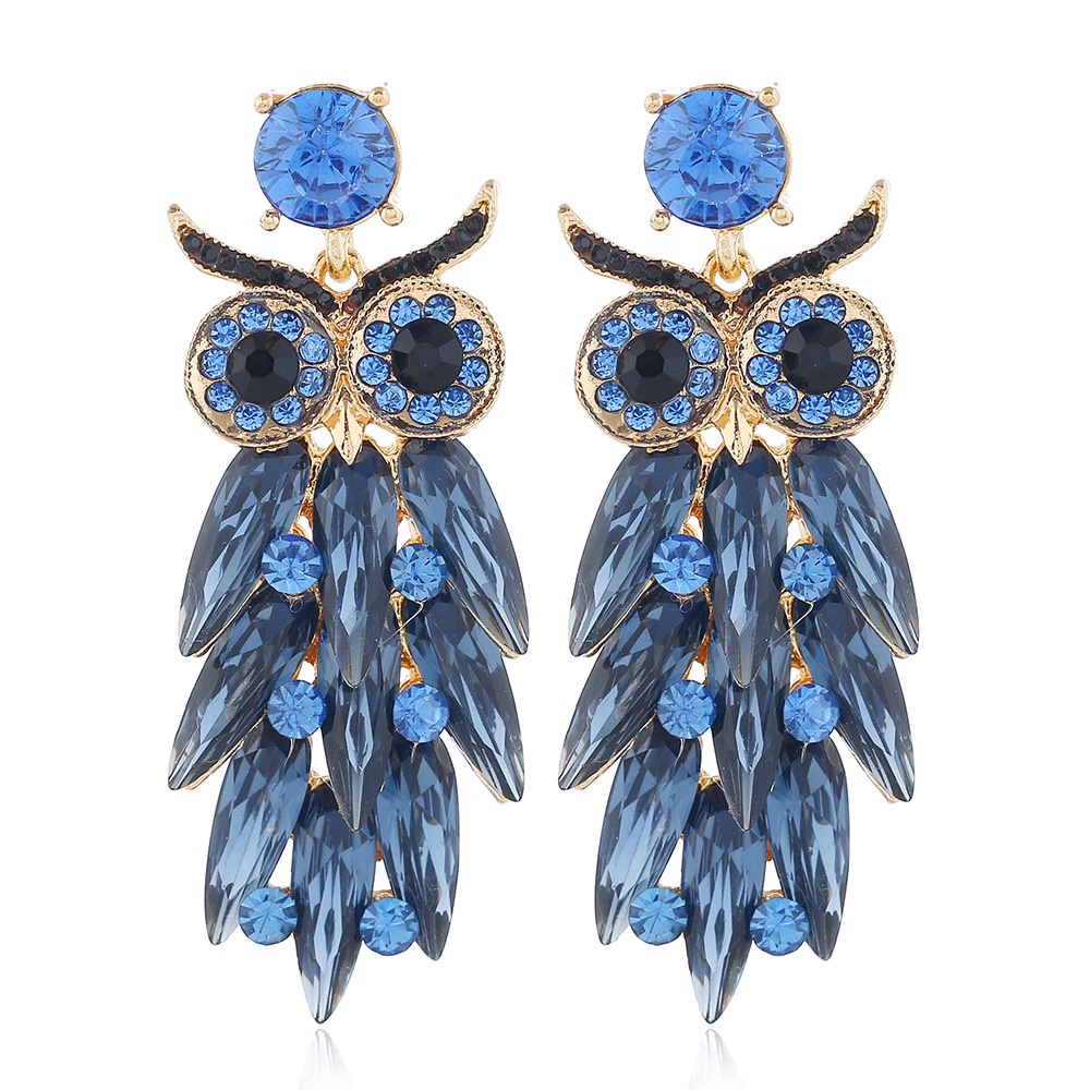 Star shell long earrings vintage delicate high-end atmosphere with zirconium earpiece owl thumbnail