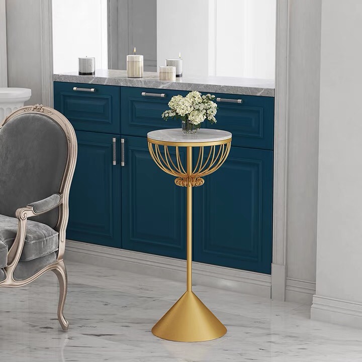 Yuan Da Iron Art's high-end Nordic light luxury flower stand, living room green ivy floor-standing marble storage rack, indoor flower POTS