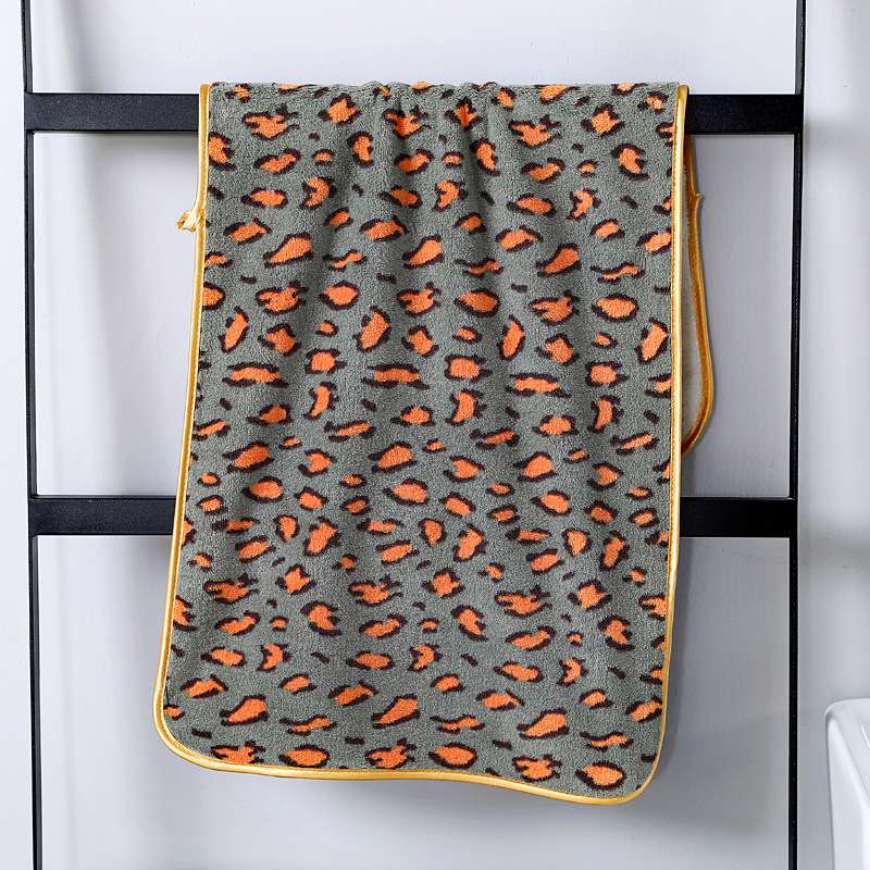 Coral fleece leopard print bath towel, dry hair towel, quick-drying home life store, high-quality bath towel 70*140cm detail image 10