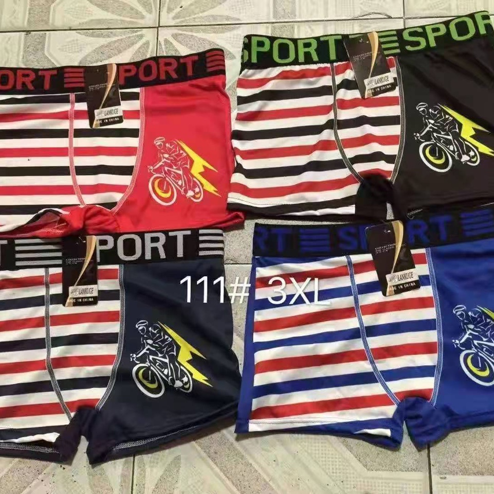 111#外单男式超弹力柔滑牛奶丝面料，舒适，印花四角内裤