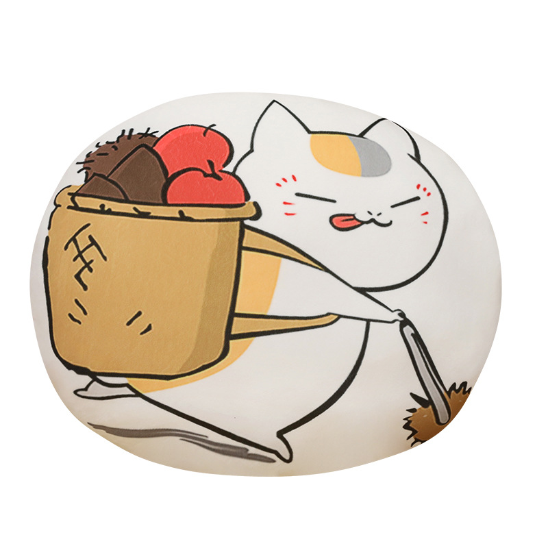 跨境猫咪印花靠枕创意图案动漫圆形靠垫抱枕详情图1