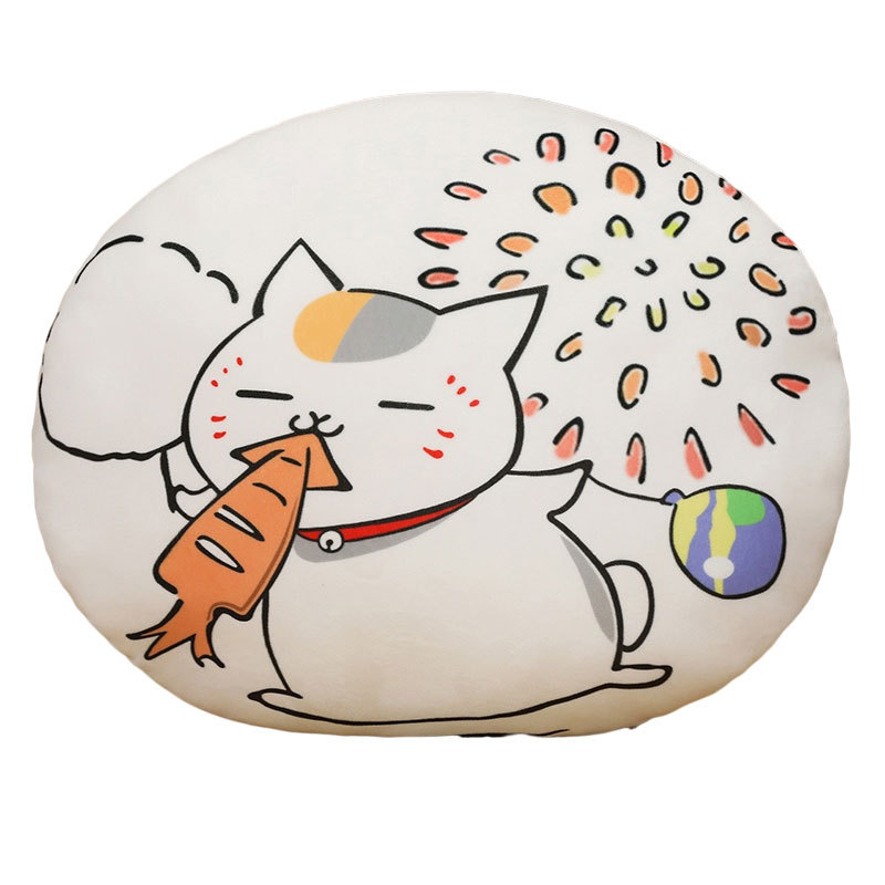 跨境猫咪印花靠枕创意图案动漫圆形靠垫抱枕详情图3