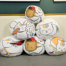 跨境猫咪印花靠枕创意图案动漫圆形靠垫抱枕