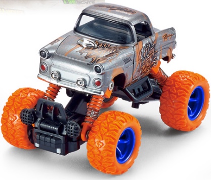 Q version alloy front and rear rebound with spring shock absorber climbing large wheels (Chevrolet) 2-door classic car 1 model in 2 colors mixed Item Picture