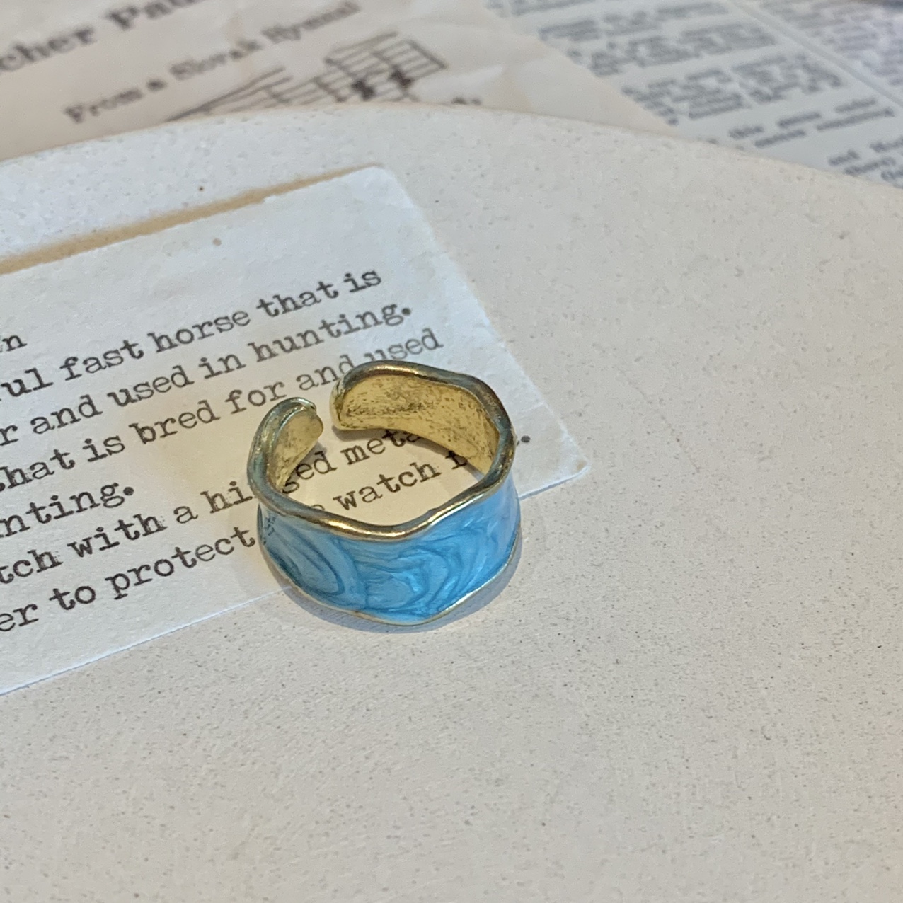 滴油金属戒指蓝色