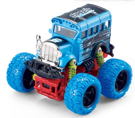 One Q-version alloy inertial four-wheel drive off-road large wheel with spring shock absorption Graffiti (Volkswagen) bus in two mixed colors Application Scenario