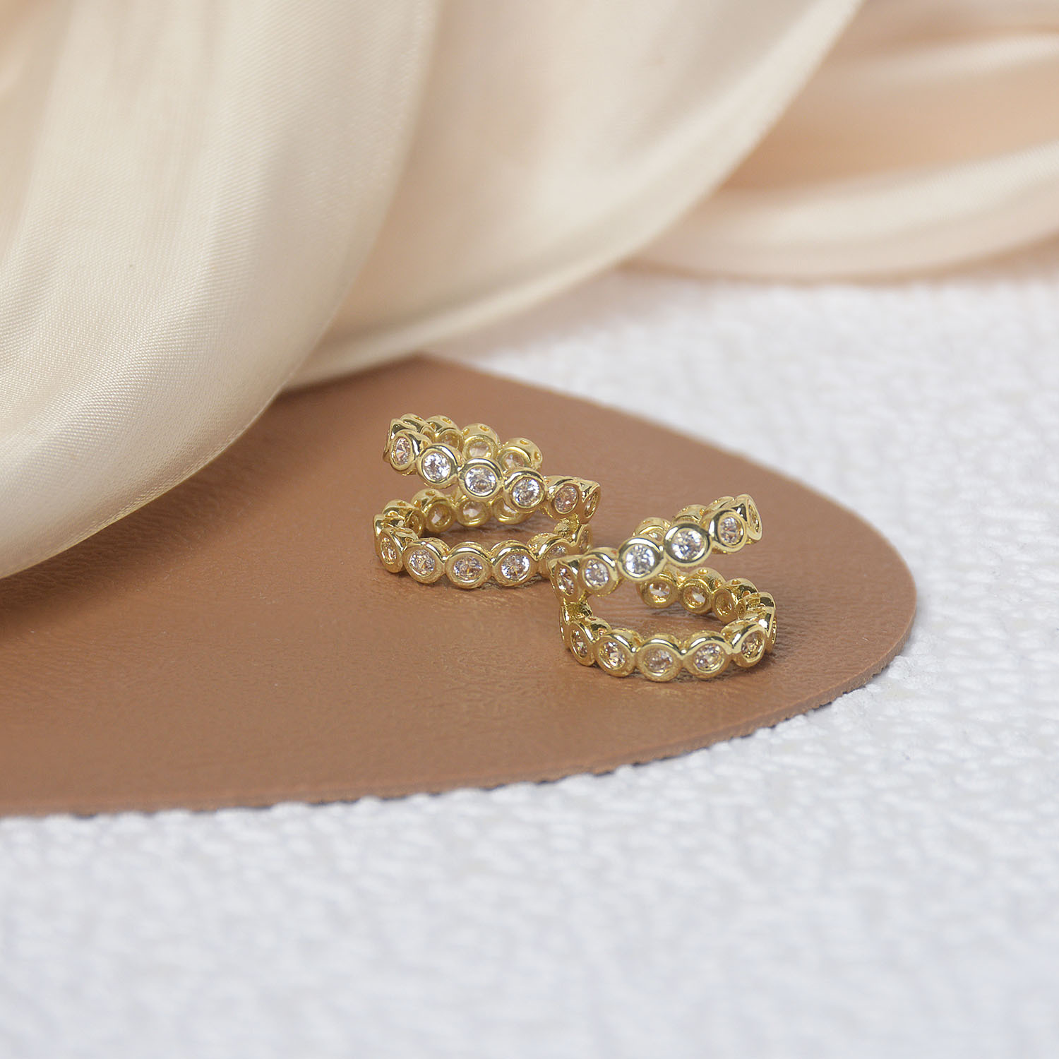 South Korea Dongdaemun full drill zircon double ear bone clip without ear piercing ins cold wind net red temperament exquisite earrings