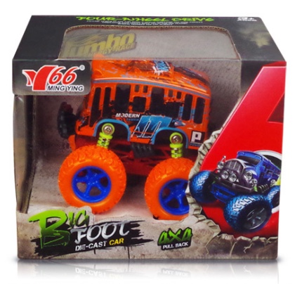 One Q-version alloy inertial four-wheel drive off-road large wheel with spring shock absorption graffiti (single-decker) bus in two mixed colors detail image 2