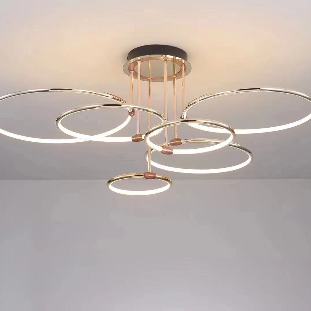 Light luxury, minimalist and simple living room and dining room lights in six circles and three colors