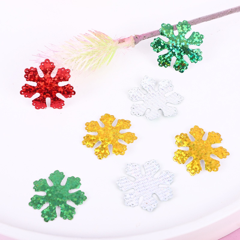 亚马逊 圣诞节日装饰镭射布雪花片配件装饰品产地现货100pcs/包