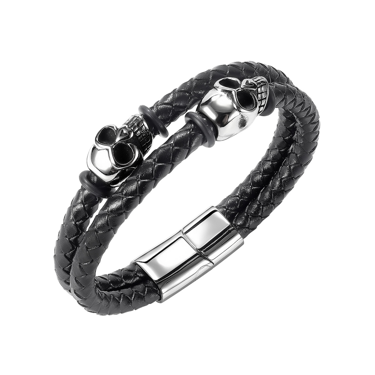 New cross-border best-selling men's leather bracelet, a personalized multi-layer hand-woven magnetic buckle leather bracelet