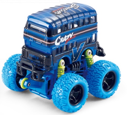 One Q-version alloy inertial four-wheel drive off-road large wheel with spring shock absorption graffiti (double-decker) bus in two mixed colors Item Picture