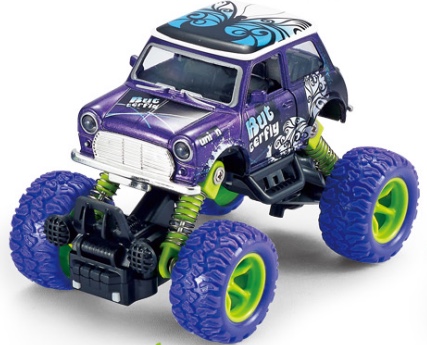 Q版合金前后回力带弹簧避震攀爬大轮（迷你）2开门老爷车1款2色混装详情图3