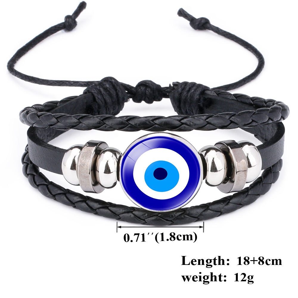 New accessories on AliExpress: Blue Turkish eye cowhide bracelet, multi-layer woven bracelet in stock details Picture