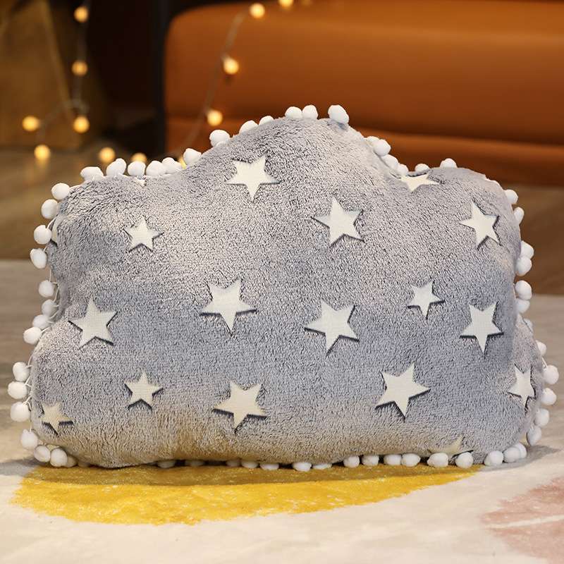 Luminous cushion, moon, stars, clouds, plush cushion, air conditioning blanket, children's cover blanket, starry night luminous blanket cushion, 40cm / 60cm. Blankets: 100*90, 180*100cm detail image 2