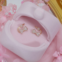 South Korea 14k gold bow temperament ear bone clip U-shaped design sense micro-inset zircon full drill exquisite piercing earrings